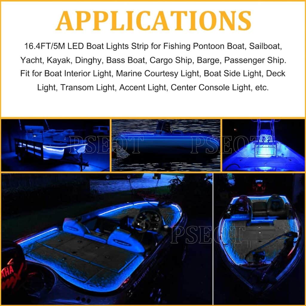 PSEQT Boat LED Lights Strip Marine Pontoon Boat Light for 12V Interior ...