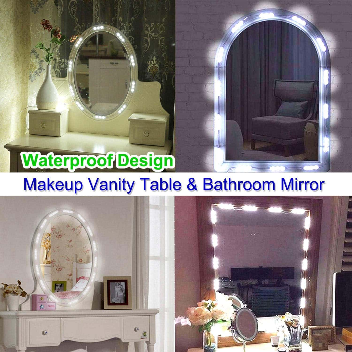 selfila Led Vanity Mirror Lights Kit, 5 Color Hollywood Style Vanity Make Up Light, 11ft with Dimmable Color and Brightness Lighting Fixture Strip for Table  Bathroom Mirror, Mirror Not Included