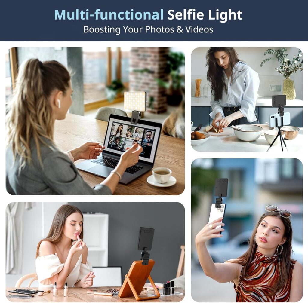 Sensyne Selfie Light, Rechargeable LED Fill Light Compatible with Cellphone, iPad, Laptop, Tablet for Selfies, TikTok, Live Streaming, Video Conference, Photography, Zoom Calls