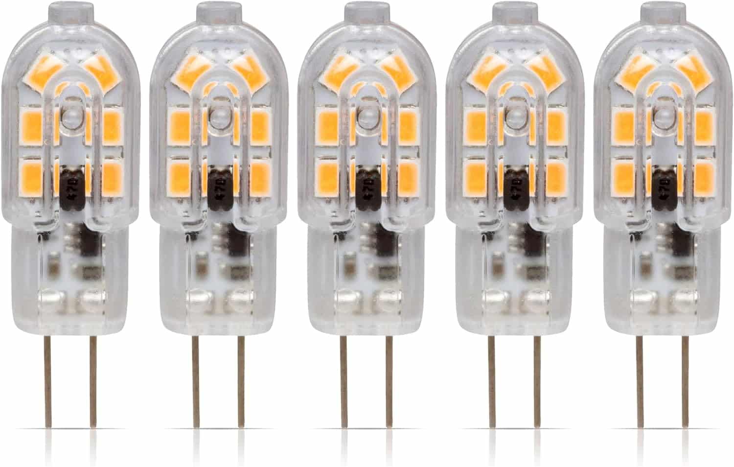Simba Lighting LED G4 Bulb (5 Pack) 1.5W T3 20W Halogen Replacement 12V AC/DC JC Bi-Pin Base for Accent Lights, Under Cabinet Puck Light, Chandeliers, Track Lighting, Non-Dimmable, Soft White 3000K