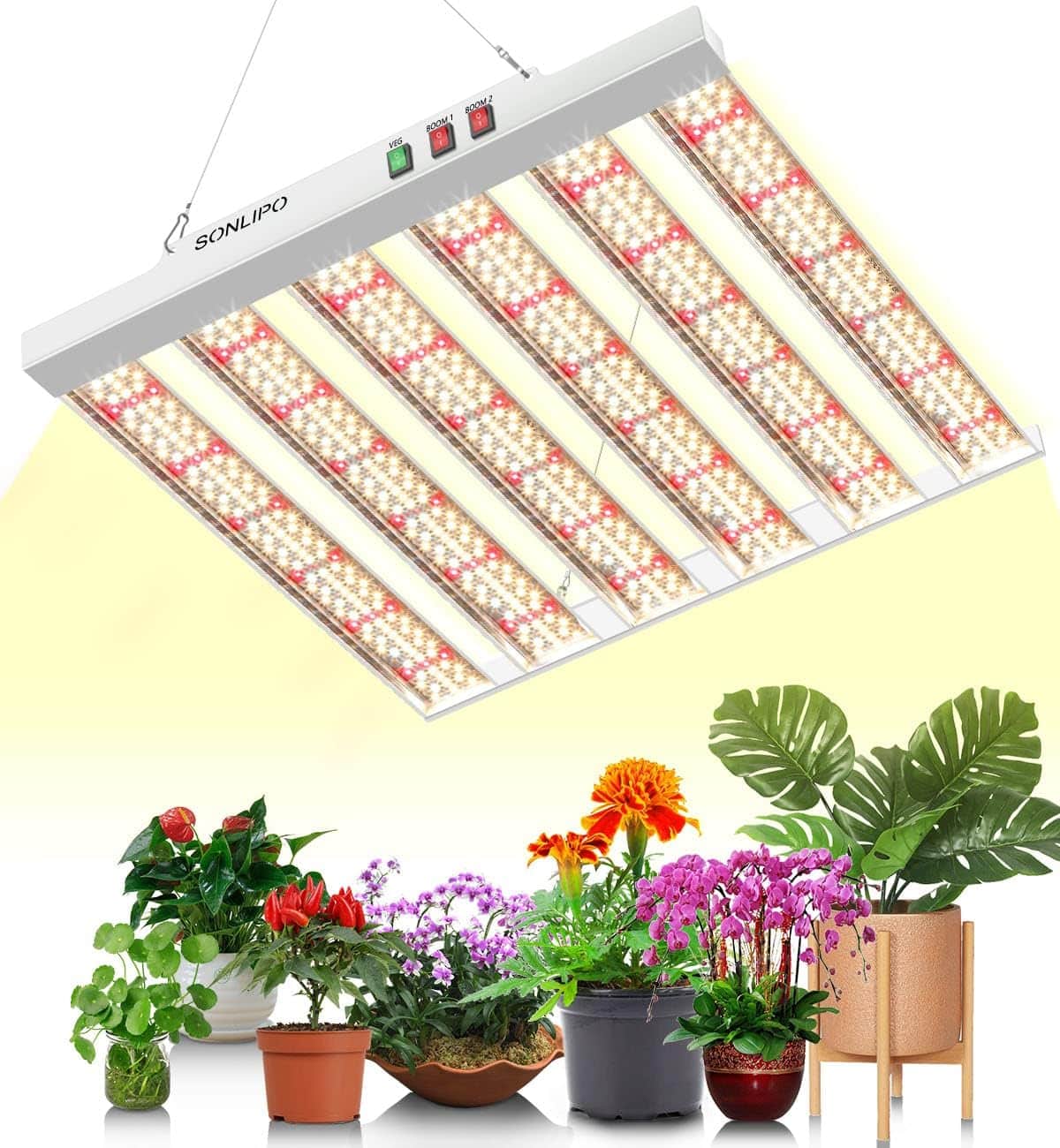 Sonlipo 2024 New SPF4000 400W LED Grow Light 5x5ft Coverage with New Diodes  IR Lights Full Spectrum Veg Bloom Growing Lamps for Indoor Plants Seeding Flower Led Plant Light Fixture