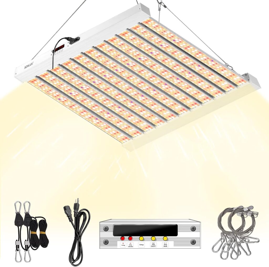 SZHLUX 500W LED Grow Light 5×5ft with Timer and Temp Control, Full Spectrum Grow Lamp with 1056 Diodes for Indoor Plants Seedling Grow Light