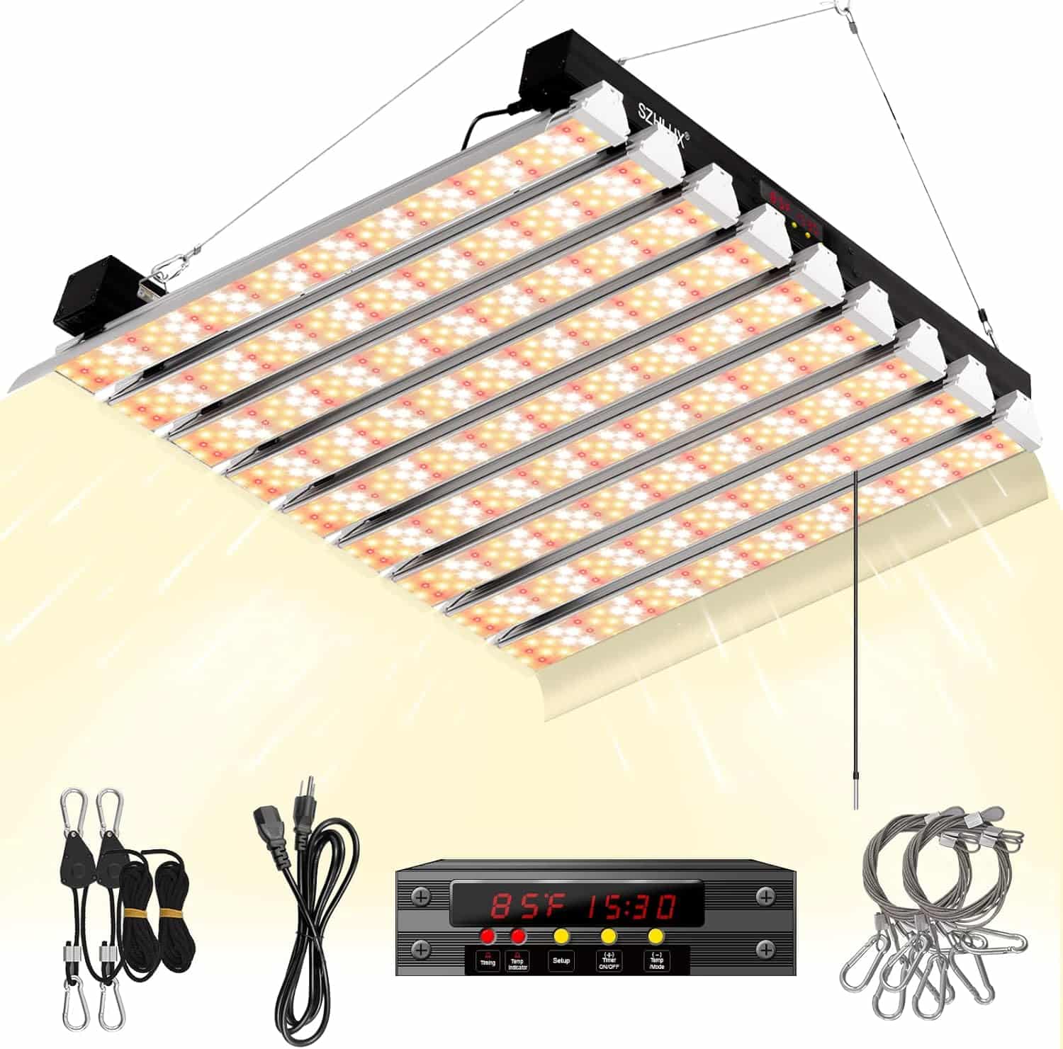 SZHLUX 600 Watt LED Grow Light 4×6ft with Timer and Temp Control, Full Spectrum Grow Lamp with 1728 Diodes for Indoor Plants, Sunlight Plant Light for Seedling Veg and Bloom