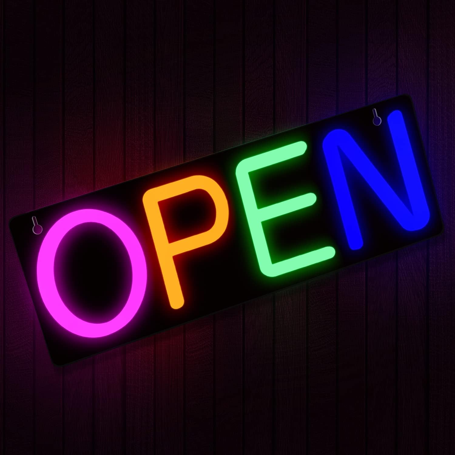 Tekstap Neon Open Sign for Business Window, RGB Color Changing LED Open Sign Vertical, 17x4 inches Open Sign Lighted with Remote Control  Power Adapter for Storefront/Business Window Restaurant/Bar