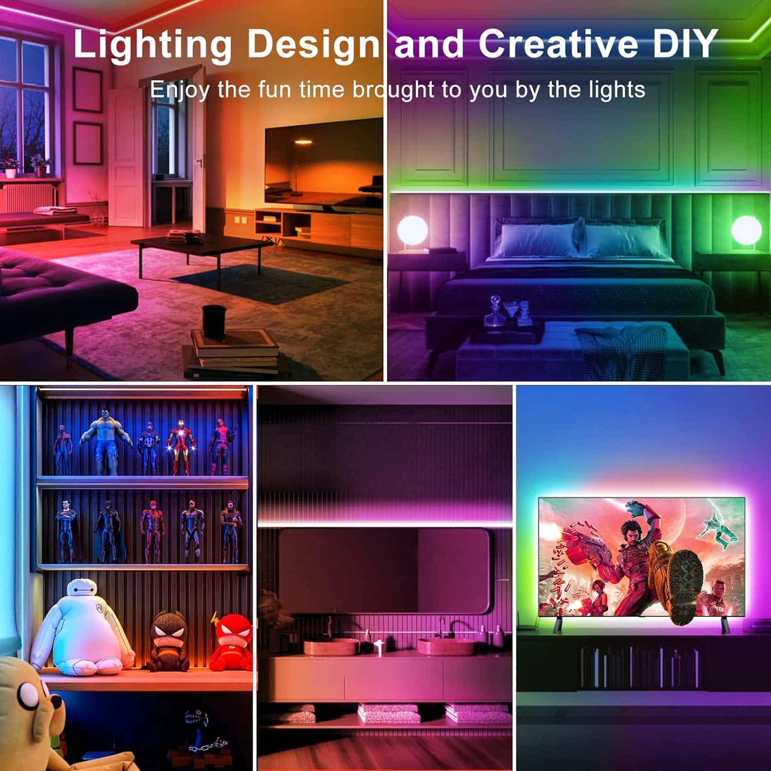 TJOY 100ft Led Lights for Bedroom, Music Sync RGB LED Strip Lights, Bluetooth Led Light Strip with APP and Remote Control, Color Changing Rope Lights, LED Tape Light for Teen, Room Decor/50ft *2