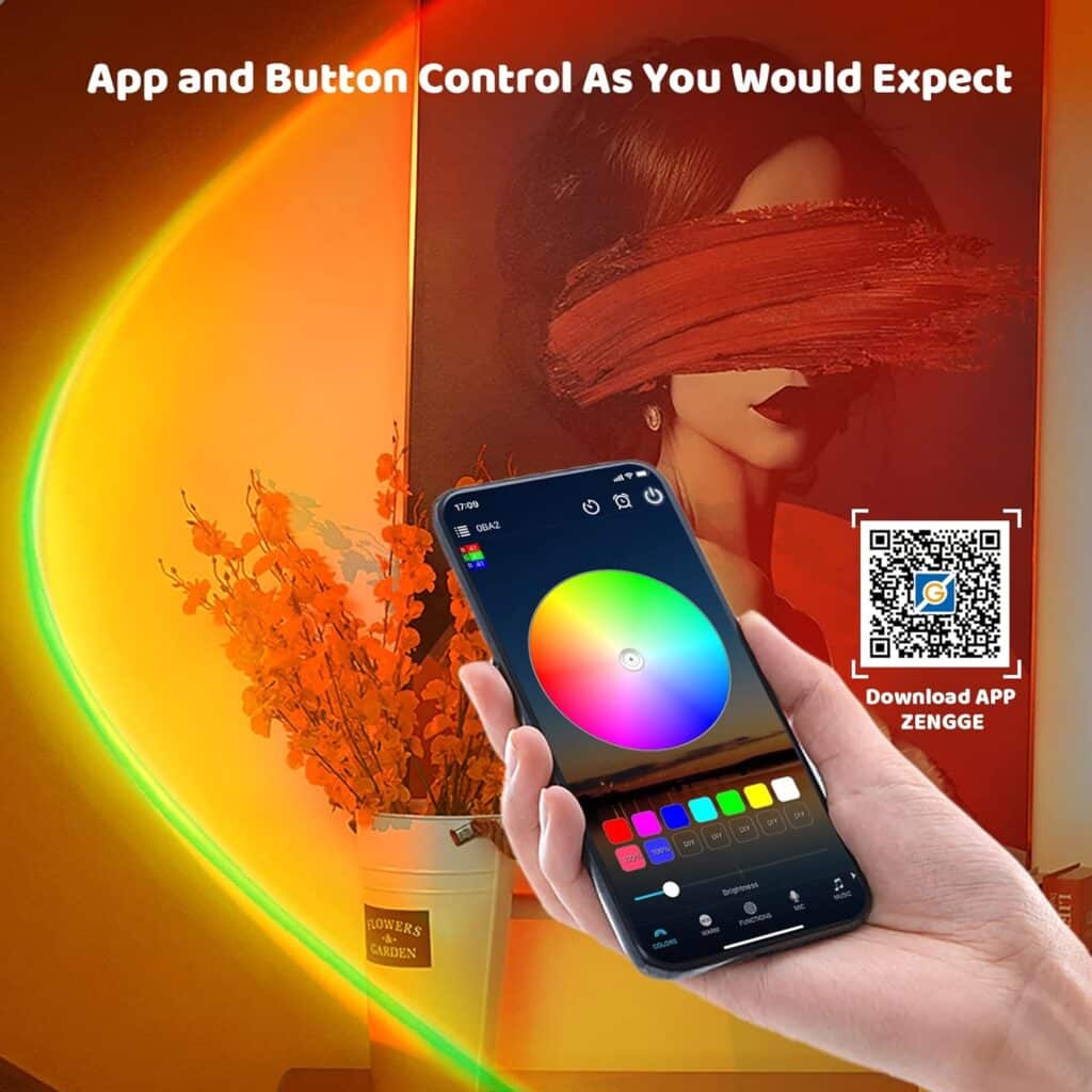 Tsrarey Sunset Lamp Projection, Not Only 21 Colors Sunset Lights, 180 Degree Rotation Led Light, Push Button Switch  APP Control Projector for Party Bedroom Decor