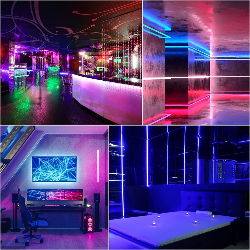 UNICROWN 200ft Outdoor Led Strip Lights Waterproof for Home Bedroom, 5050 RGB Led Light Strip and 16 Million Color Changing with Bluetooth Music Sync App Remote Controller for Christmas and Halloween