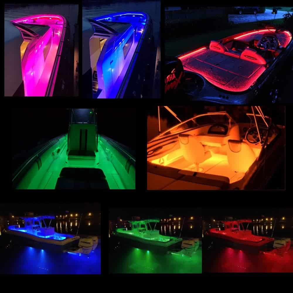 Vbakor 50FT LED Boat Lights, Waterproof Marine Pontoon Led Strip Lights, 20 Colors Changing Boat Deck Interior Light, Boat Accessories, Under Gunnel Lights, Night Fishing Lights for Boats