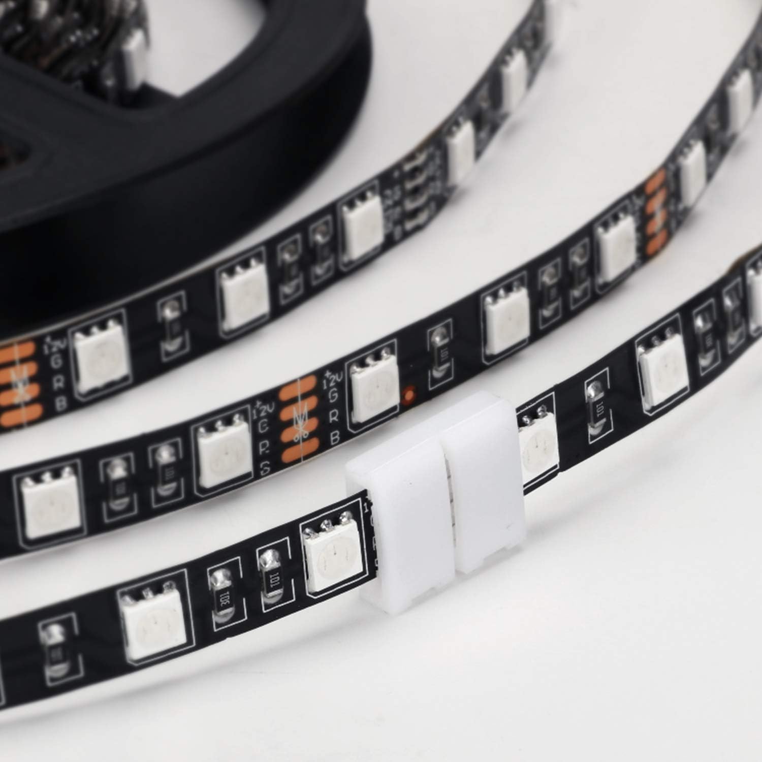 WENHSIN 10Packs 4-Pin RGB LED Light Strip Connectors 10mm Unwired Gapless Solderless Adapter Terminal Extension for SMD 5050 Multicolor Strip