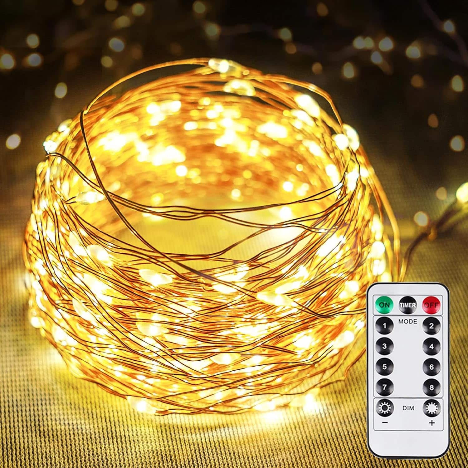 66FT 200 LED Fairy Lights Plug in with Remote and Timer, Waterproof String Lights Indoor Outdoor, Upgraded 8 Modes Twinkle String Lights for Bedroom Xmas Wedding Party (Warm White)