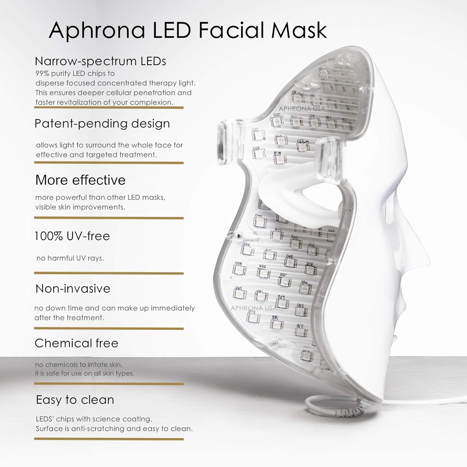 Aphrona FDA cleared LED Facial Skin Care Mask MOONLIGHT PRO 7 Color Treatment Photon Mask (White)