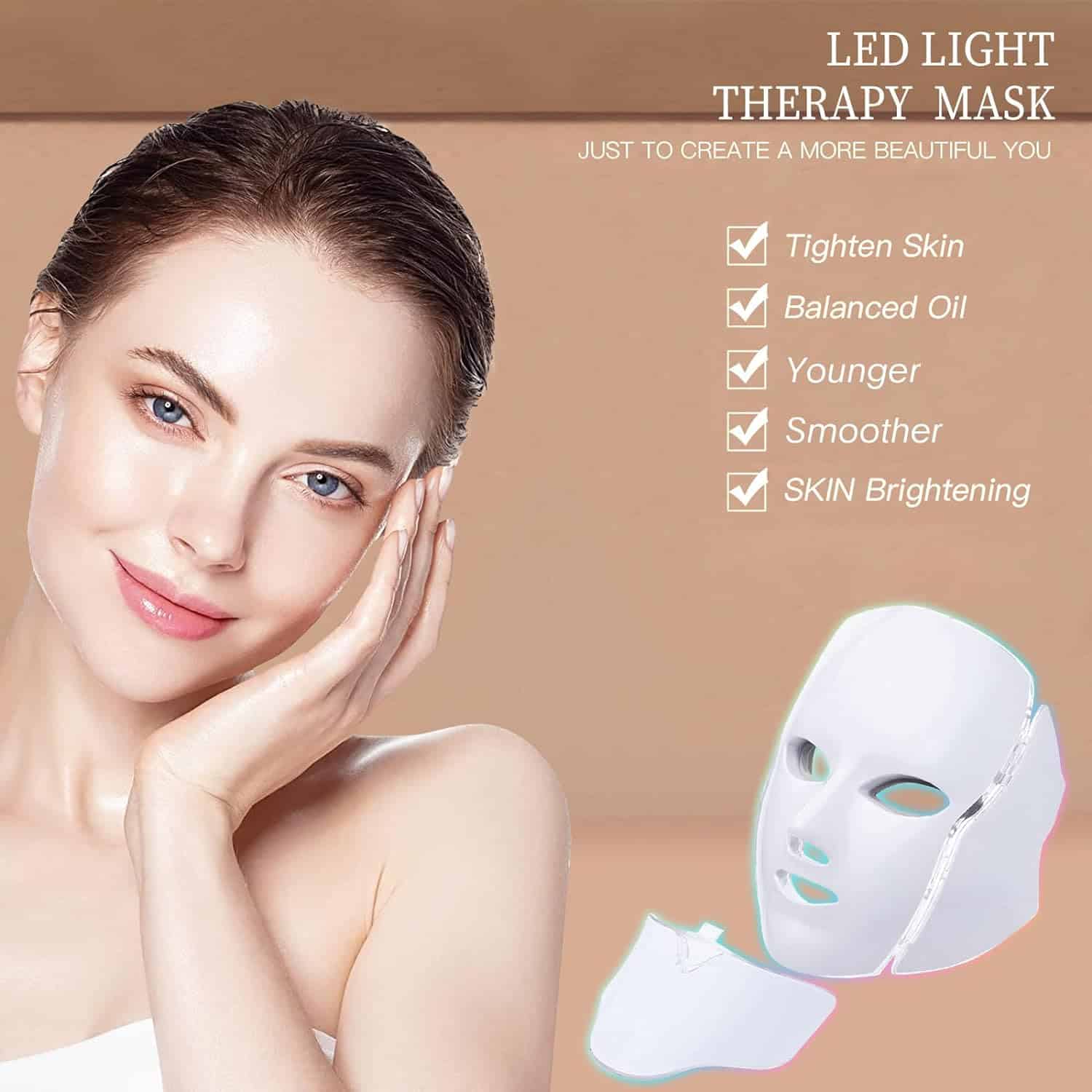 Blue Red Light Therapy Mask for Face, 7 Colors LED Face Mask Light Therapy, Led Face Mask Light Therapy At Home