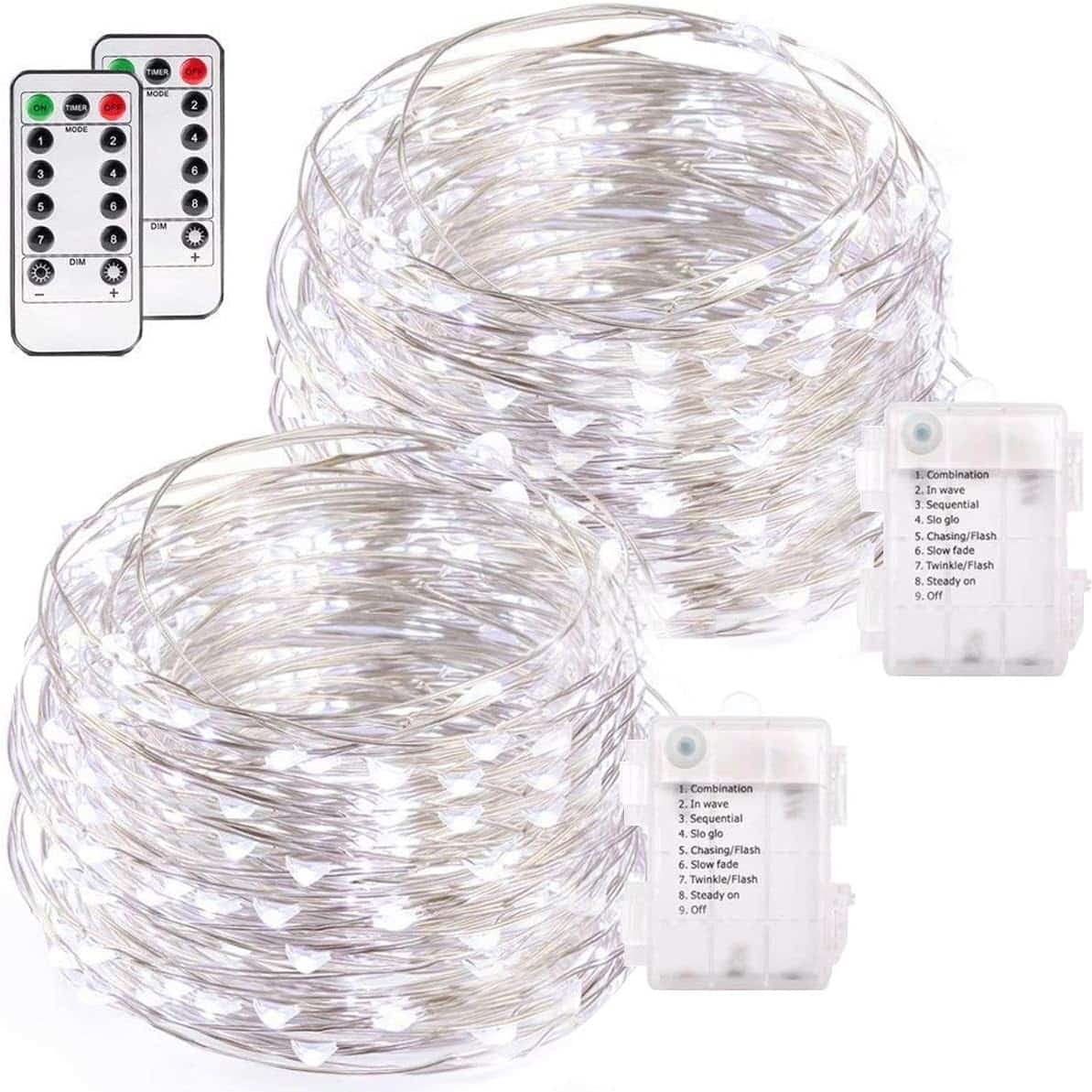 buways Fairy Lights,2-Pack Battery Operated Waterproof Multicolor 50 LED Fairy String Lights,16.4ft Silver Wire Light with Remote Control for Christmas Parties,Garden and Home Decoration