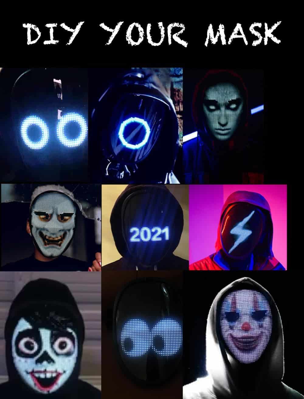 Face Transforming LED Mask with App Controlled - Programmable LED Halloween Mask Digital Luminous Mask for Costume Cosplay