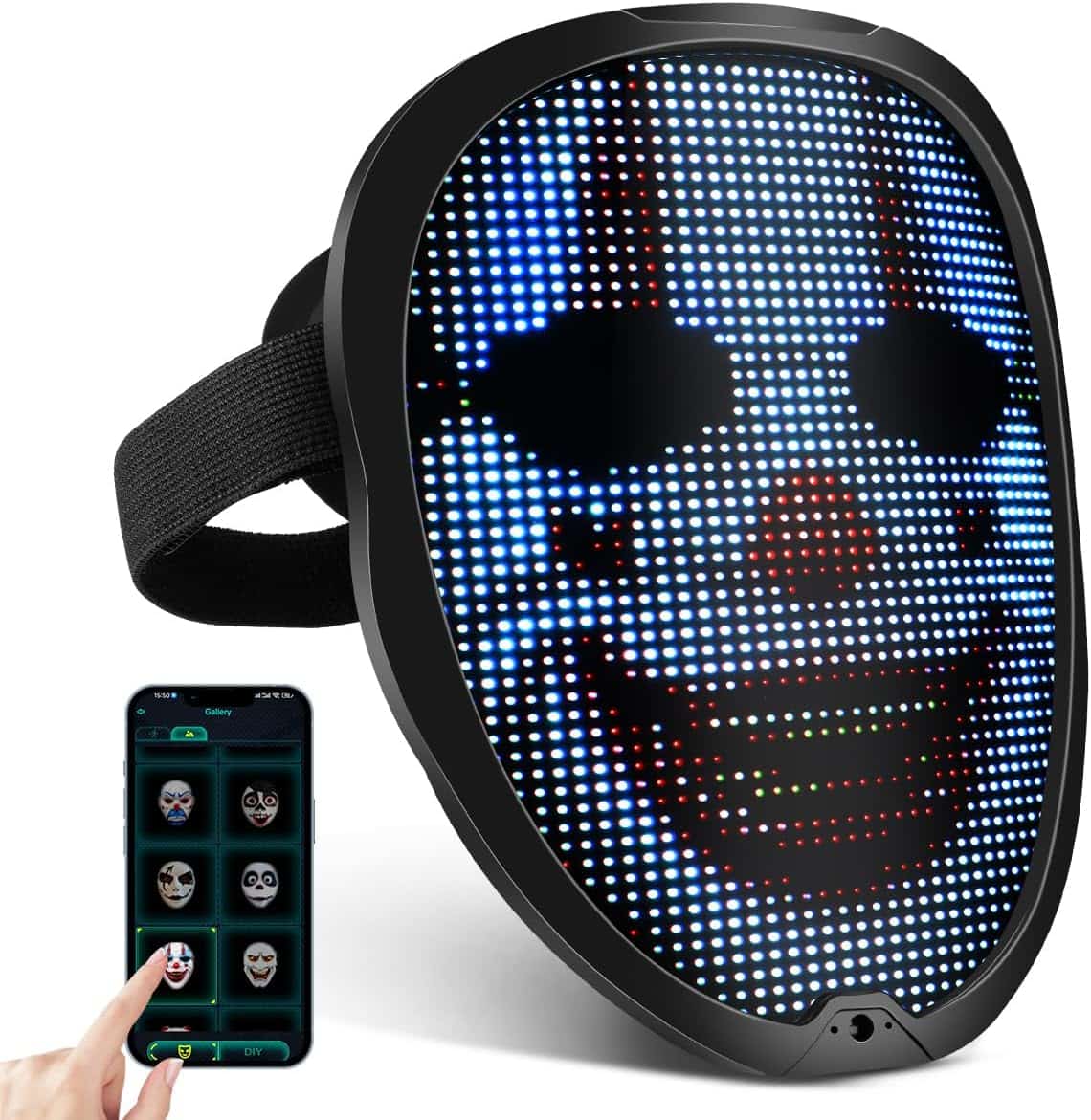 Gift for Men Women LED Face Mask Led Mask with Bluetooth for Costume Cosplay, Party, Halloween Mask Lightweight, 115 Graphics (45 GIFs, 70 IMGs) Cool Mask for Fests, Events, Cosplay, Parties