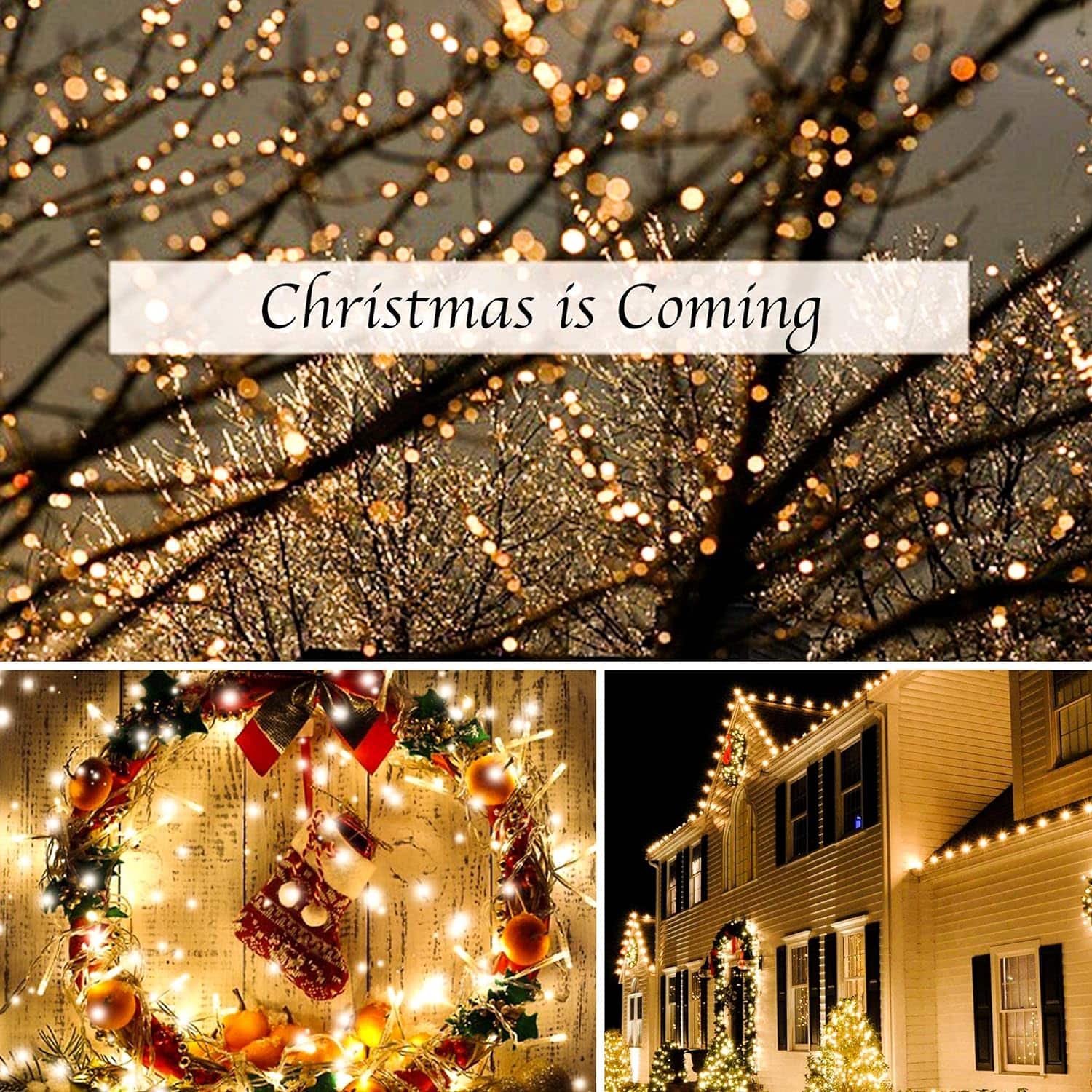 LED String Lights, 100 Warm White LED Christmas Lights for Indoor Decoration, Tree, Party, Balcony, Outdoor, 49 ft Plug in String Light with Timer, Multifunction, Waterproof, Extendable to 500 LED