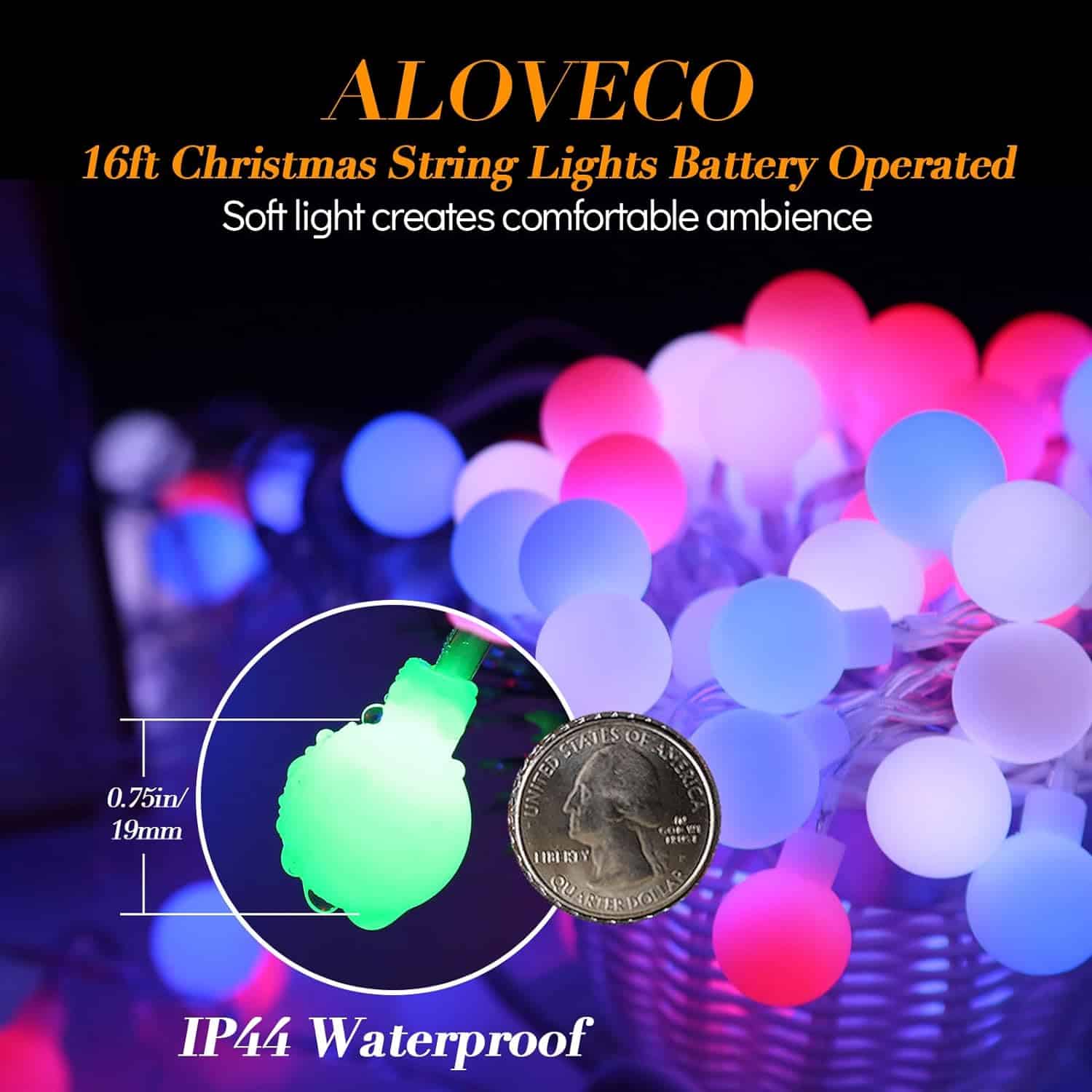 LED String Lights 18ft 50 LEDs Battery Operated String Lights with Remote 8 Modes Waterproof Globe Starry Fairy Lights for Outdoor Indoor Bedroom Garden Party Christmas Tree(Multicolor)