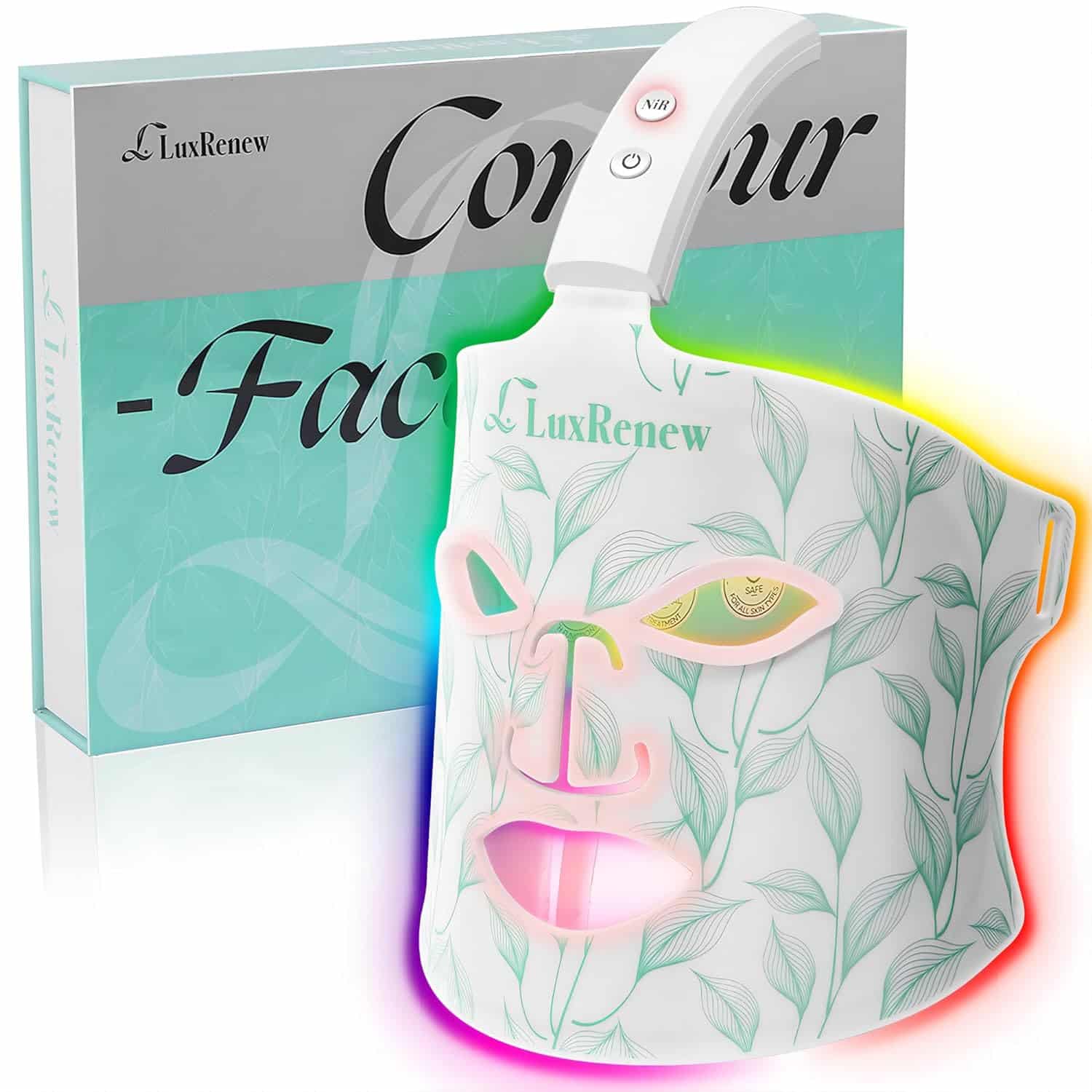LuxRenew Red Light Therapy Mask, Near-infrared 850 Red Light + 7 Colors Led Face Mask Light Therapy, Portable and Rechargeable for Facial Led Mask Skincare at Home and Travel [LMask Pro]