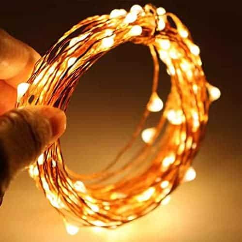 Sanniu Led String Lights, Mini Battery Powered Copper Wire Starry Fairy Lights, Battery Operated Lights for Bedroom, Christmas, Parties, Wedding, Centerpiece, Decoration (5m/16ft Warm White),1 Pack