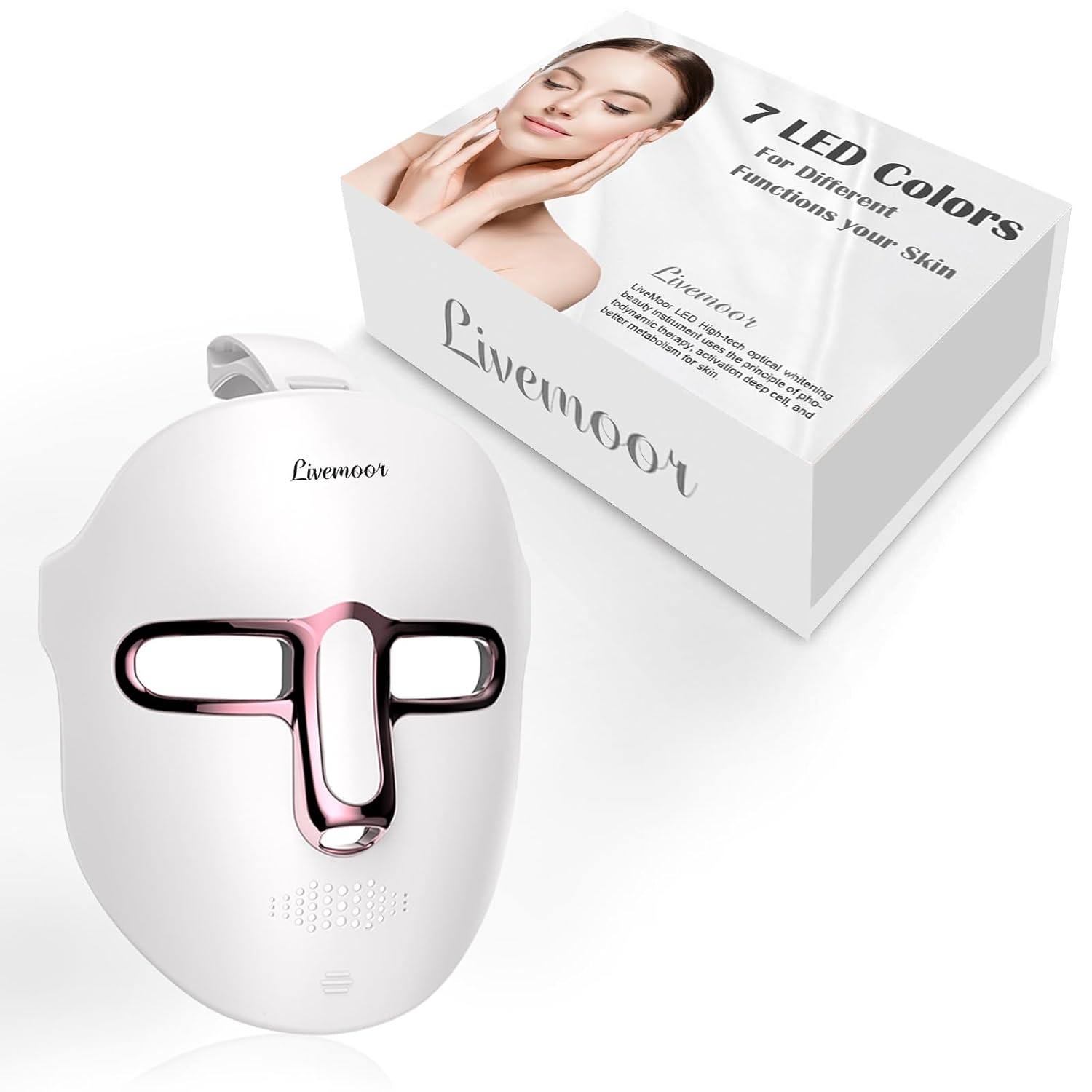 SDKWDH Led Face Mask Light Therapy At Home, Red Light Therapy Mask for Face, 7 Colors LED Face Mask Light Therapy