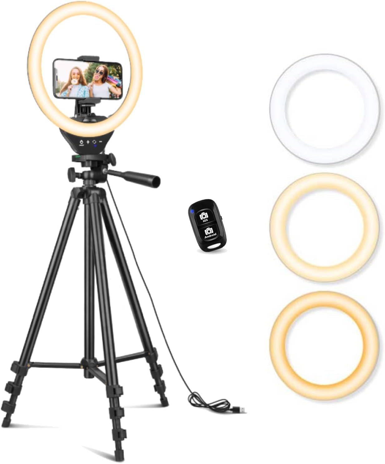 Sensyne 10 Ring Light with 50 Extendable Tripod Stand, LED Circle Lights with Phone Holder for Live Stream/Makeup/YouTube Video/TikTok, Compatible with All Phones