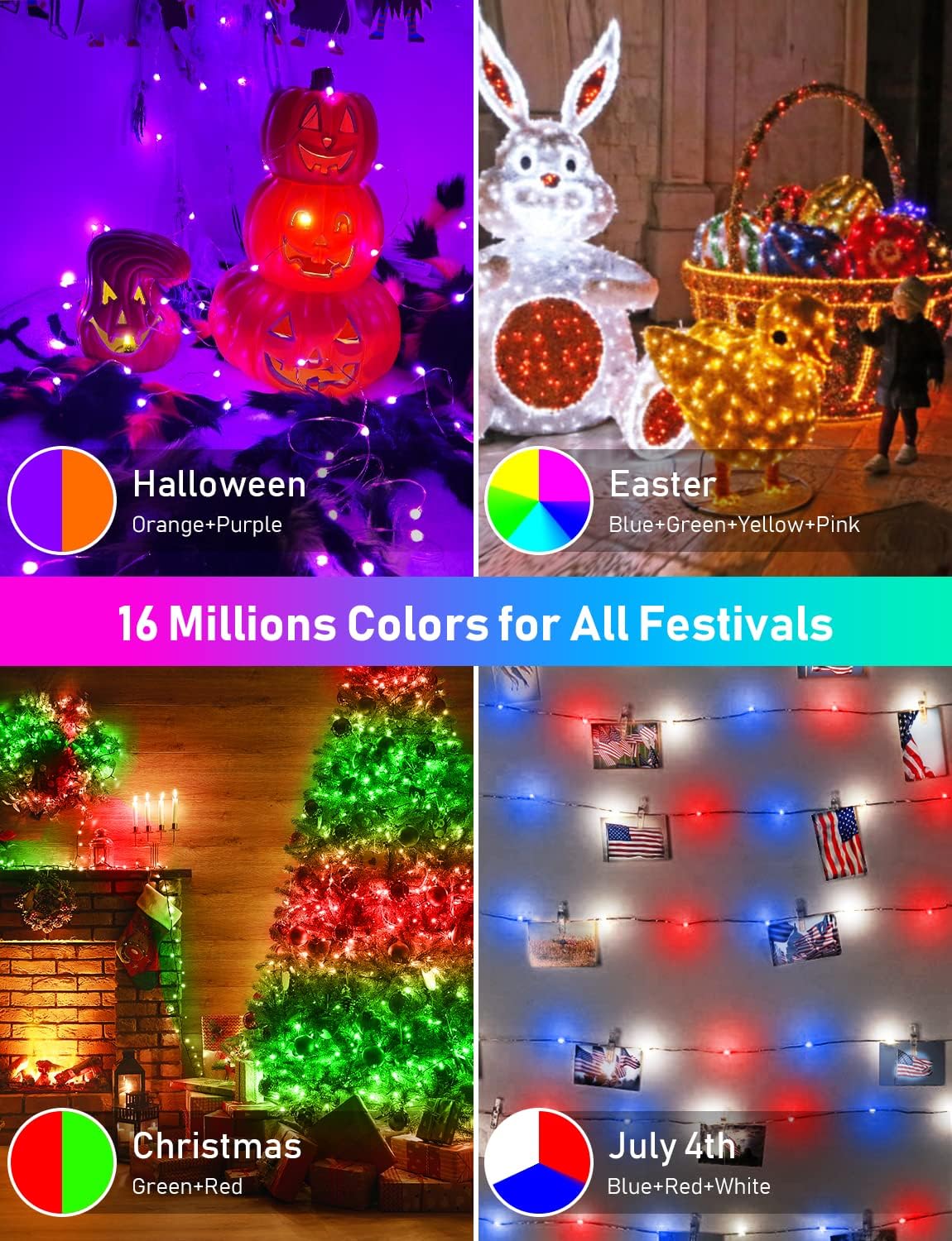 Smart WiFi Fairy Lights - 16Ft Christmas String Lights Work with Alexa Google Home Voice App Control 20 Modes RGB Color Changing Led Twinkle Light for Bedroom Parties Wedding Tree Wall Decor