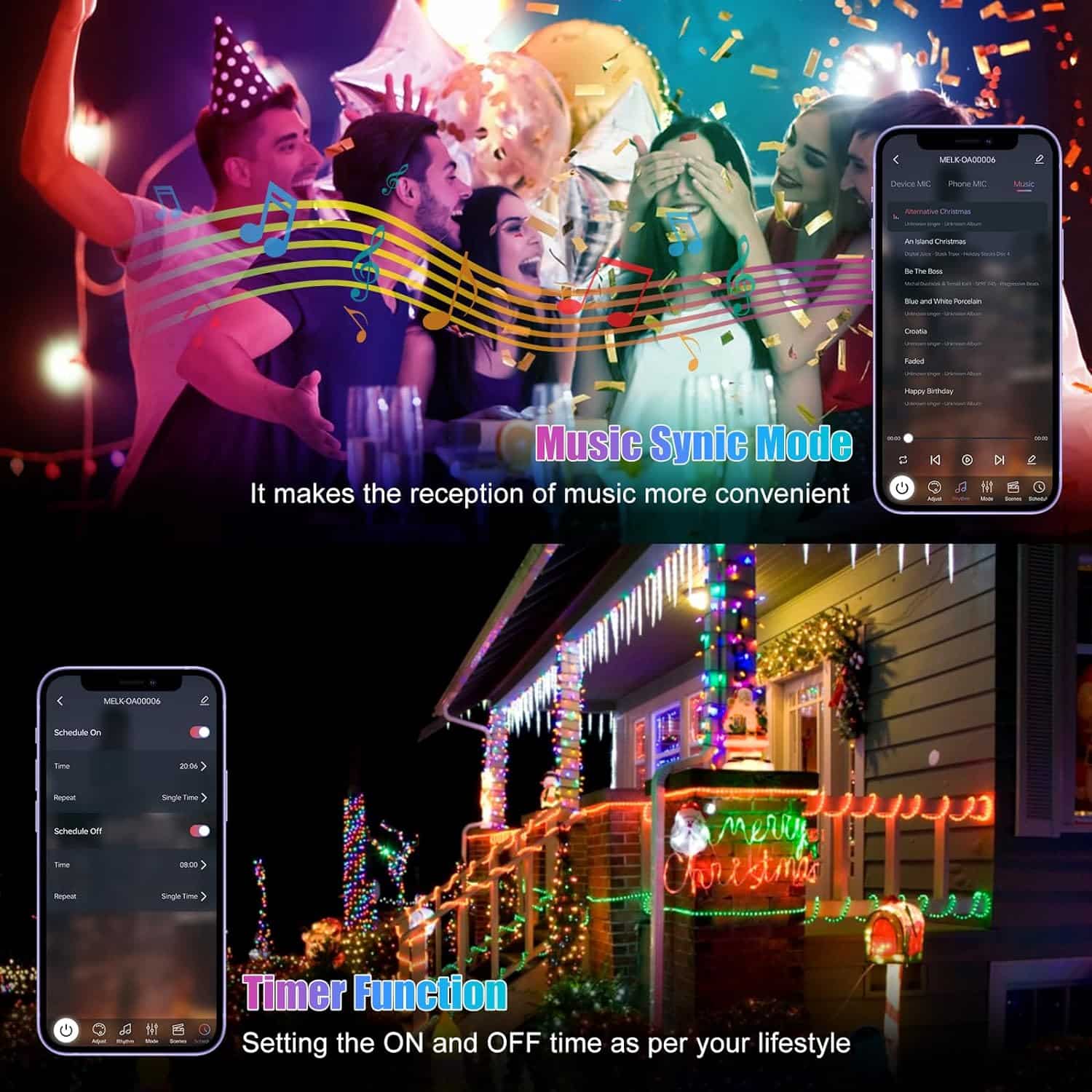100 LEDs RGB-IC Smart Fairy Lights [APP  Remote Control], 33FT/10M Multicolor String Lights, USB Powered  IP65 Waterproof, Christmas Light Decoration for Outdoor/Indoor, Christmas, Bedroom