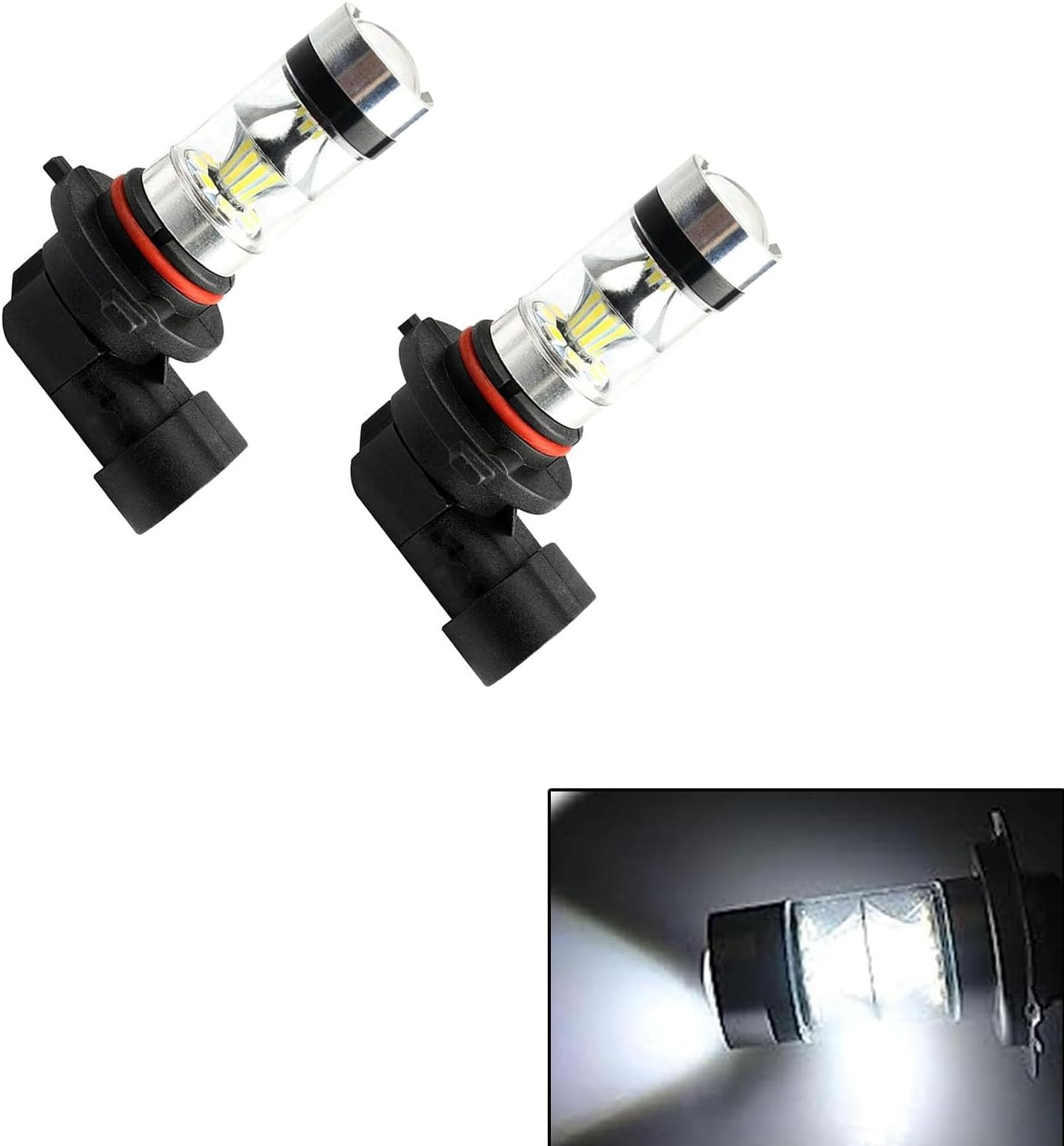 2 PCS H8/H11 Car LED Low Beam, 17.5mm x 83mm DC 12V 2828-20SMD 100W High Power 7500K-8500K Fog Light Bulb, Universal Lighting Replacement Accessories, Suitable for Most Car Models (White)