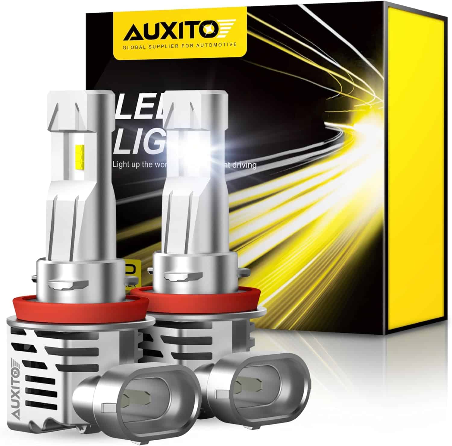AUXITO H11/H8/H9 LED Bulb, 12000 Lumens 300% High Brightness, 6500K Cool White, Direct Installation Fog Light Bulbs Plug and Play, Pack of 2