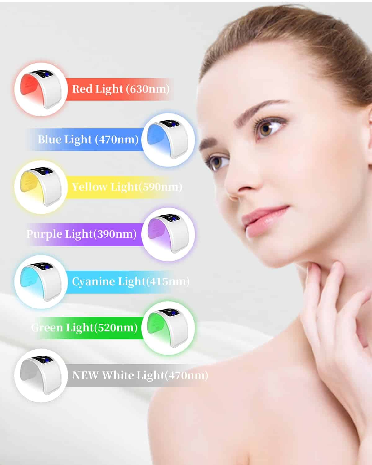 Beuwe Red-Light-Therapy-Mask, Led Light Therapy for Face, 7 Colors Led Face Mask Facial Led Light Therapy Tool Skin Care Equipment at Home, Facial Neck Body Hand Beauty Mask