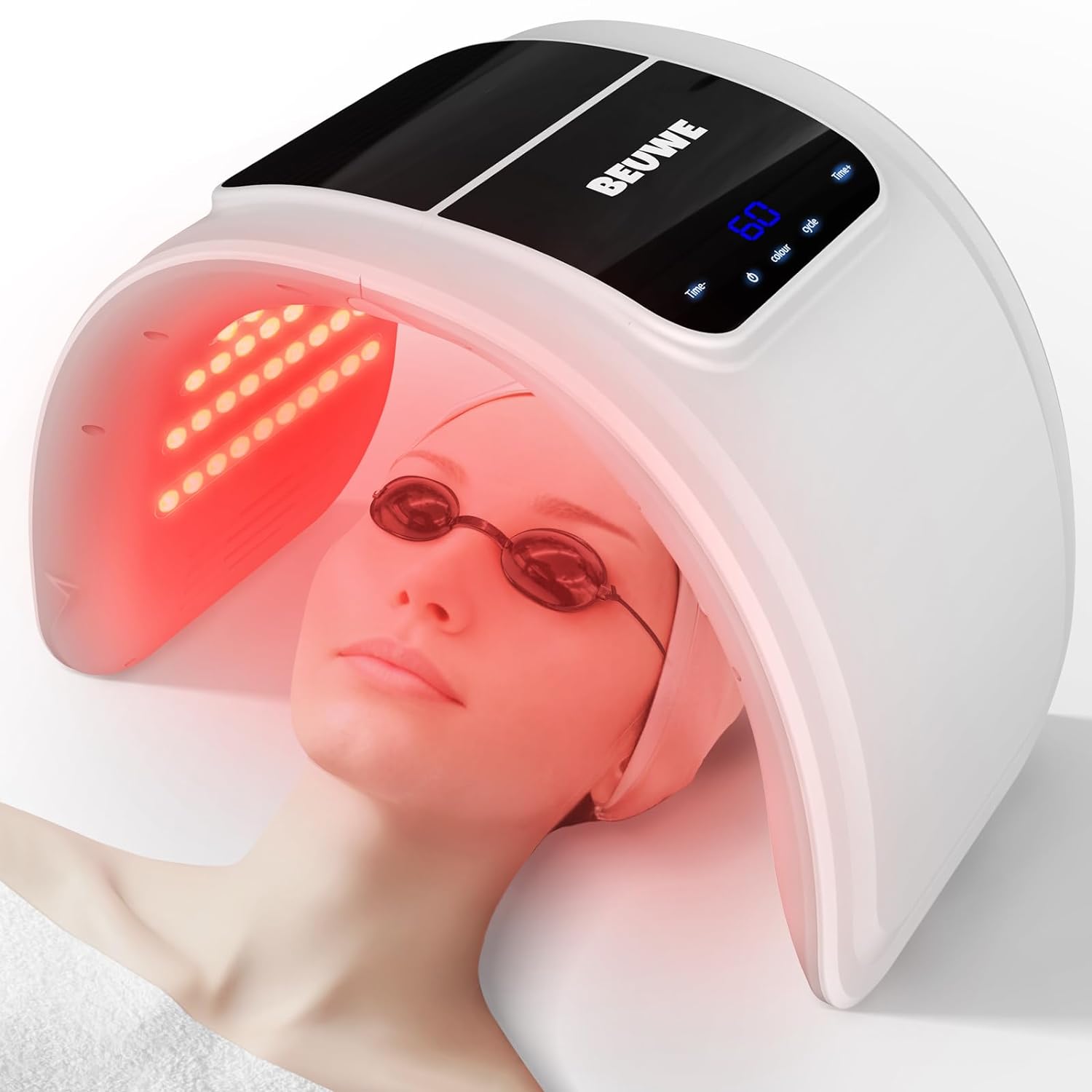 Beuwe Red-Light-Therapy-Mask, Led Light Therapy for Face, 7 Colors Led Face Mask Facial Led Light Therapy Tool Skin Care Equipment at Home, Facial Neck Body Hand Beauty Mask
