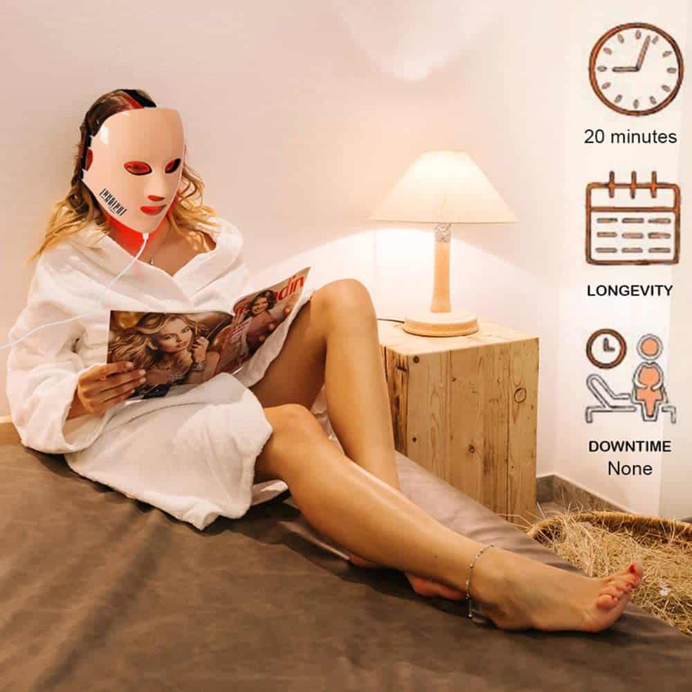 NEWKEY Red Light Therapy Mask for Face, LED Face Mask Light Therapy for Wrinkles, At-Home Photon Skin Care Beauty Mask
