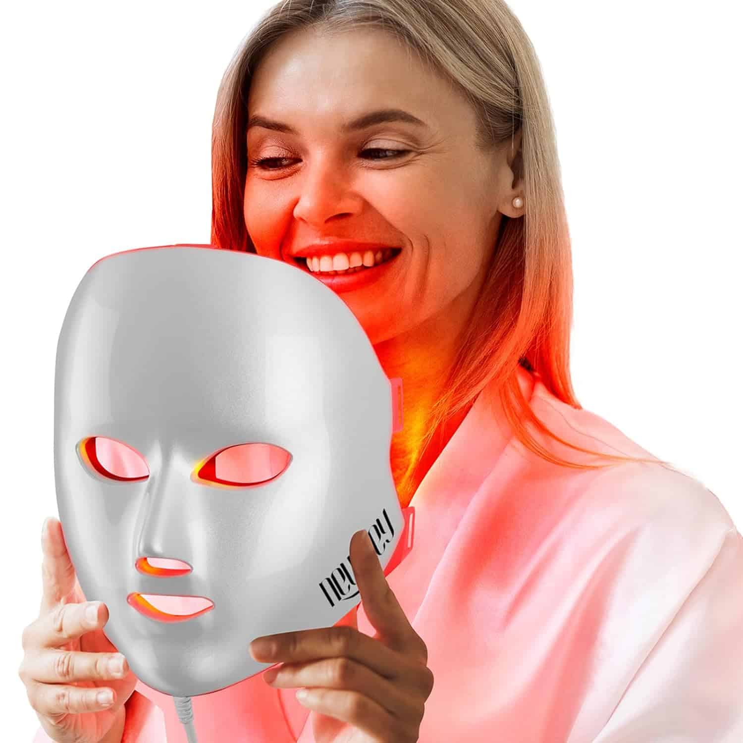 NEWKEY Red Light Therapy Mask for Face,7 Colors LED Face Mask Light Therapy, At-Home Photon Skin Care Beauty Mask for Anti Wrinkles Acne Reduction