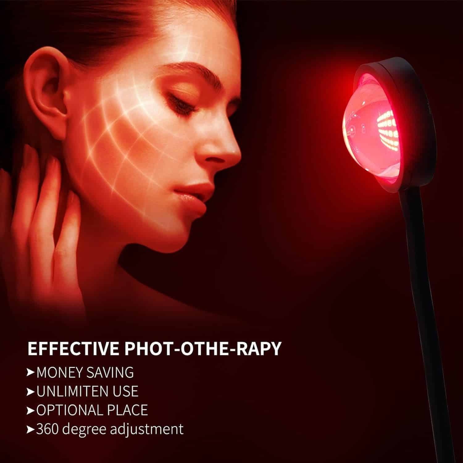 Red Light Therapy for Face, 660nm LED Red Light Therapy Light with Clip, Suitable for Home Skin Care and Relieving Chronic Pain.