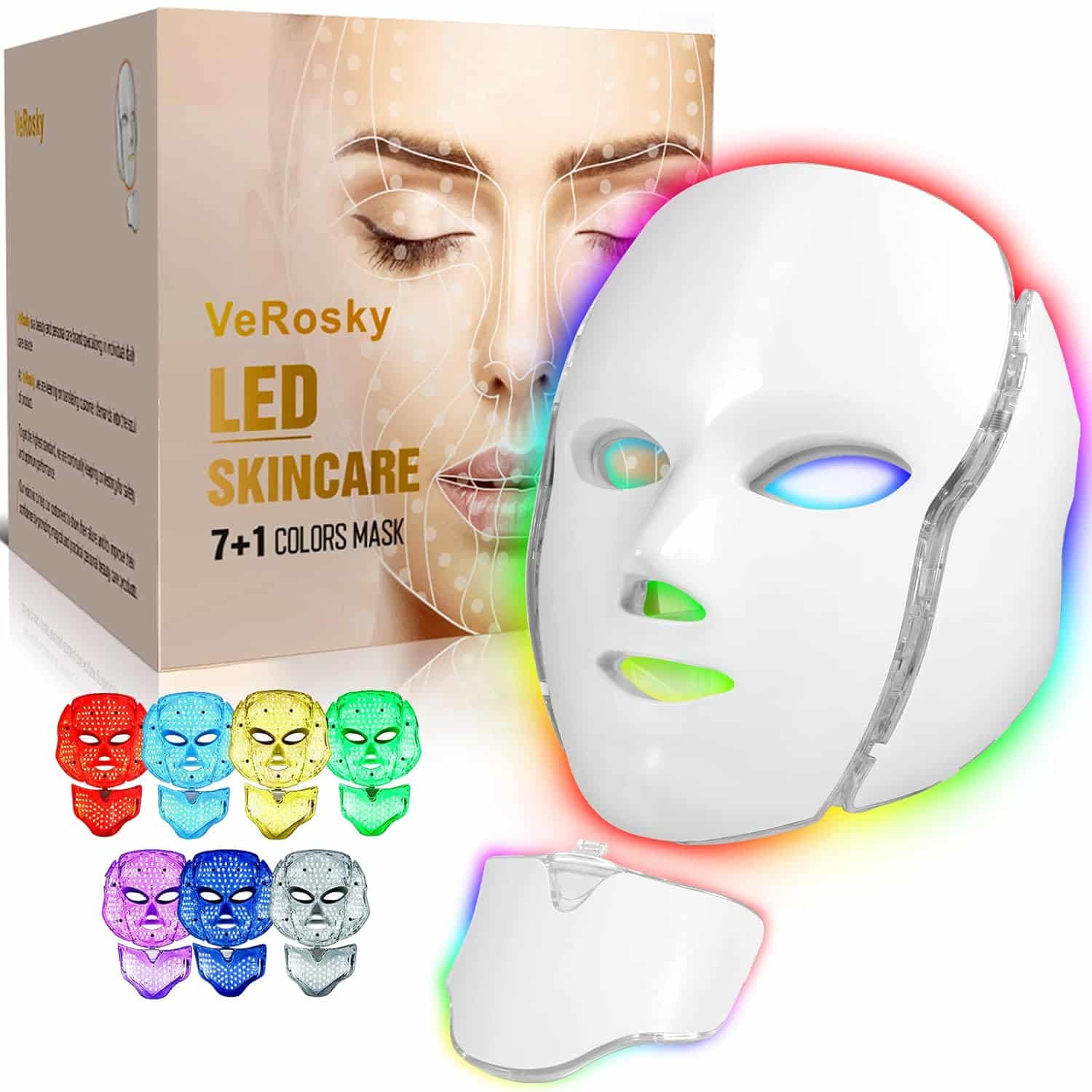 VeRosky Led Face Mask Light Therapy, Red Light Therapy for Face, 7-1 Colors LED Facial Skin Care Mask