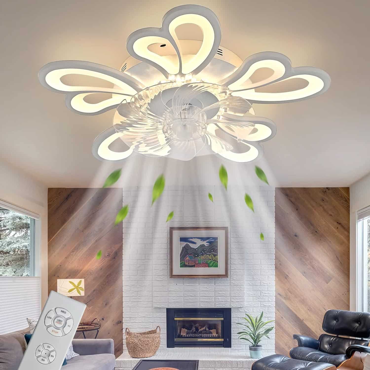 42 Inch Chandelier Ceiling Fan Modern Crystal Ceiling Fan with Lights Remote Control 6 Speed 3 Color Dimmable Silent Luxury Fandelier with Retractable Blades for Living Room Bedroom Decoration Gold