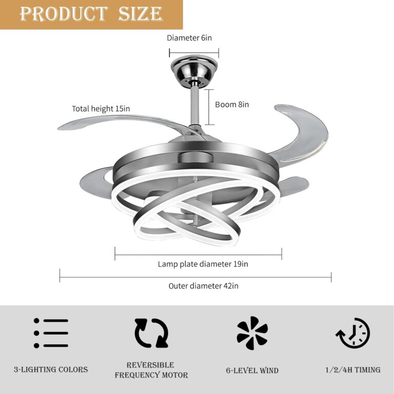 42″ Invisible Ceiling Fan Chandelier Light Review