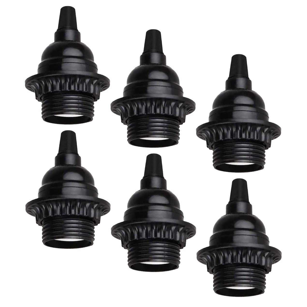 6er/Pack Vintage E26 Bulb Socket - Black Edison Lamp Holder Socket Replacement for DIY Projects Fittings Heat Resistant Light Lamp Parts Kits for Table Lamp Pendants Light Repair Do It Yourself
