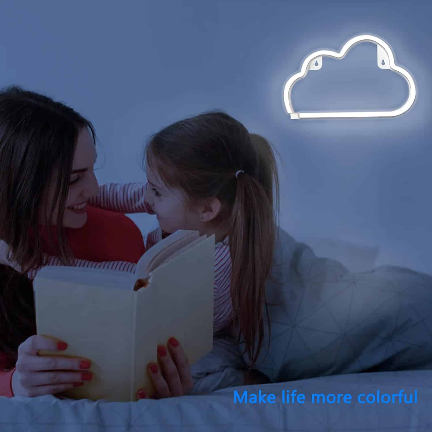Cloud Neon Signs, LED Cloud Neon Light for Wall Decor, Battery or USB Powered Cloud Sign Shaped Decoration Wall Lights for Bedroom Aesthetic Teen Girl Kid Room Christmas Birthday Wedding Party White