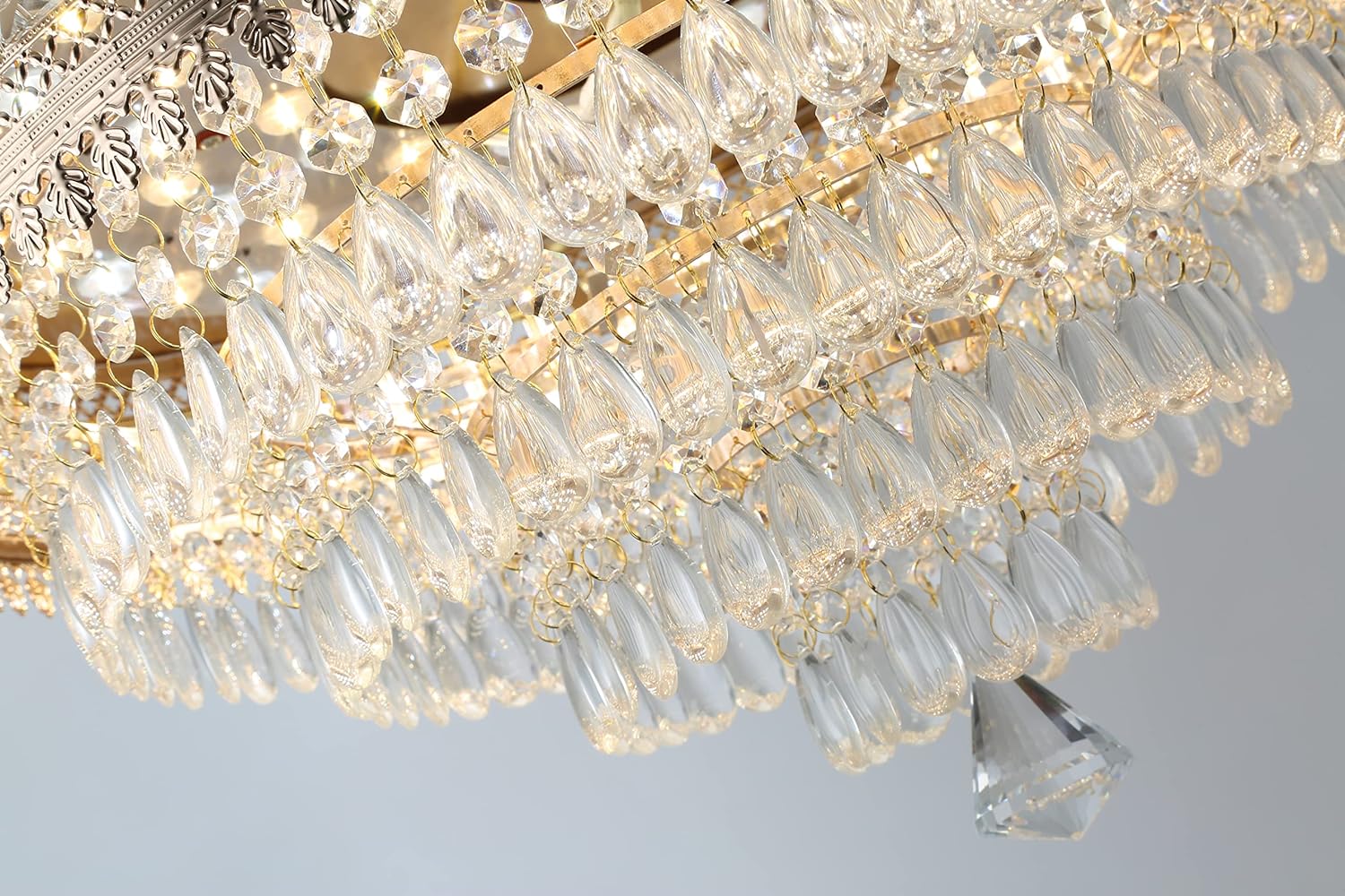 diisunbihuo 42 Modern Crystal Chandelier Ceiling Fan with Lights Gold Dimmable Fandeliers LED Invisible Fandelier Crystal Chandelier Fan 3 in 1 Color with Memory Function