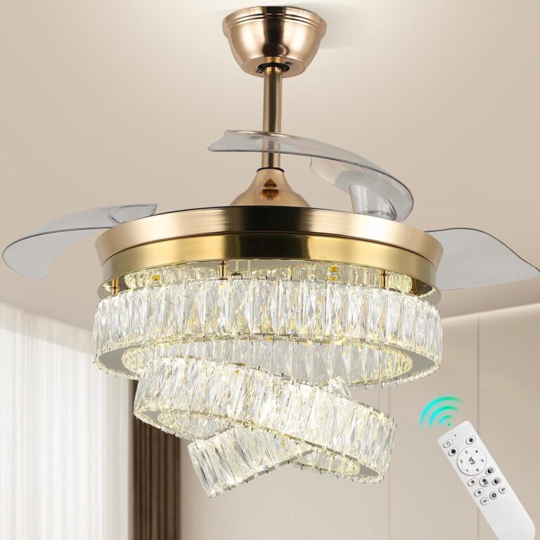 Finktonglan 42” Luxury Gold Chandelier Fan Review
