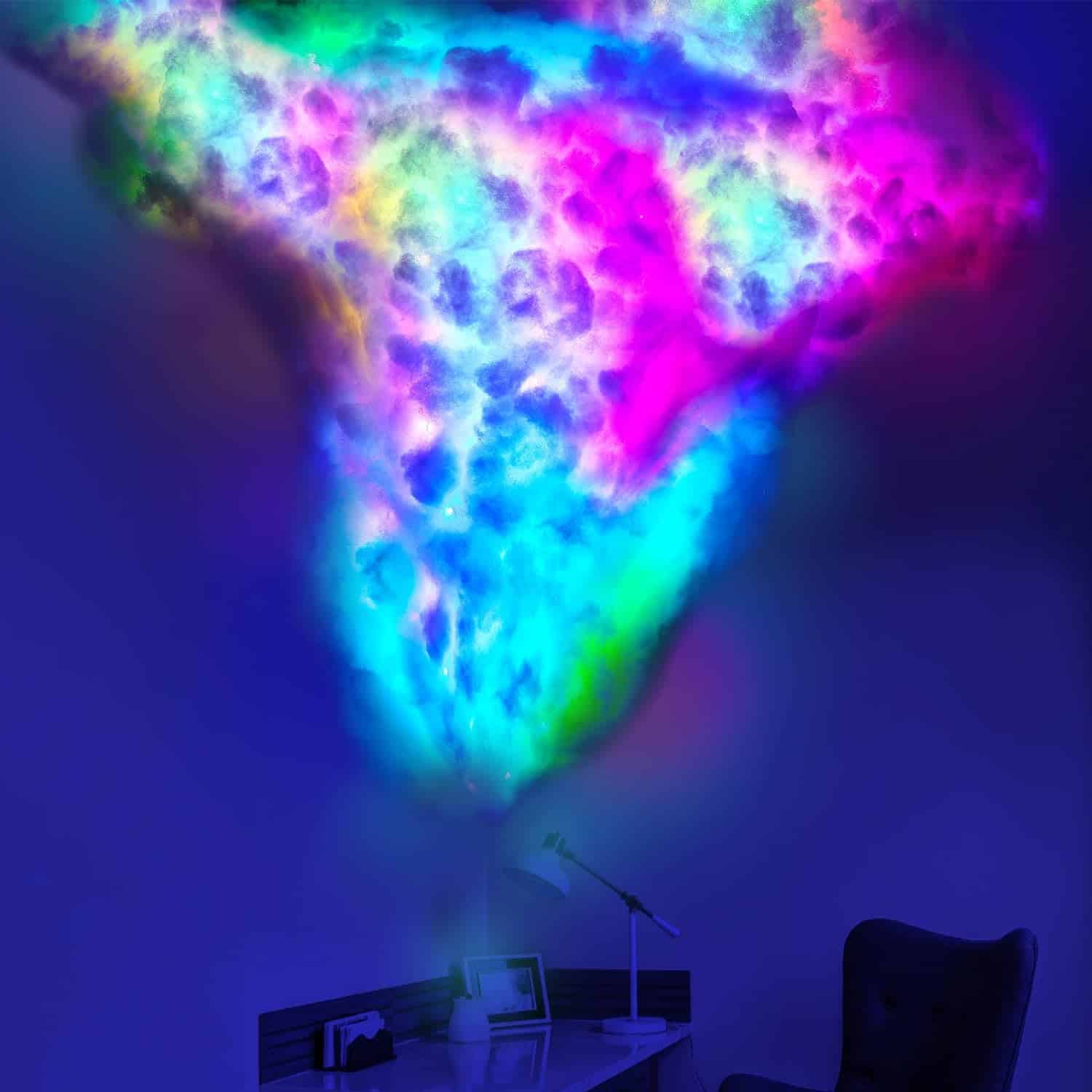 Huquary 3D Thundercloud LED Light Kit Cotton Cloud Music Sync Multicolor Changing Strip Light Atmosphere DIY Creative Thunder Cloud Lamp Wall Ceiling Light for Bedroom Gaming Room Party (1 Pcs, 16 Ft)