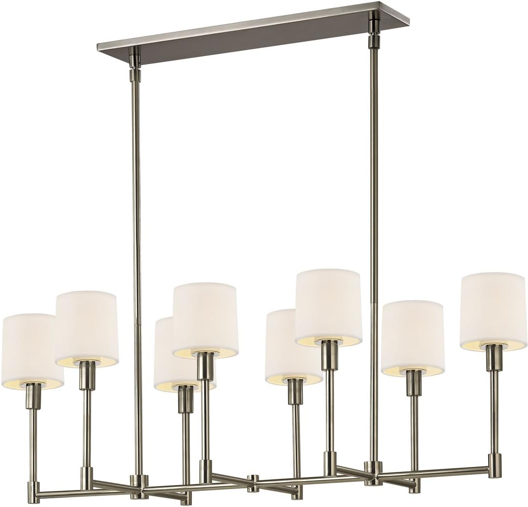 Sonneman 2474.13, Embassy Candle Chandelier Lighting with Shades, 8 Light LED, Satin Nickel