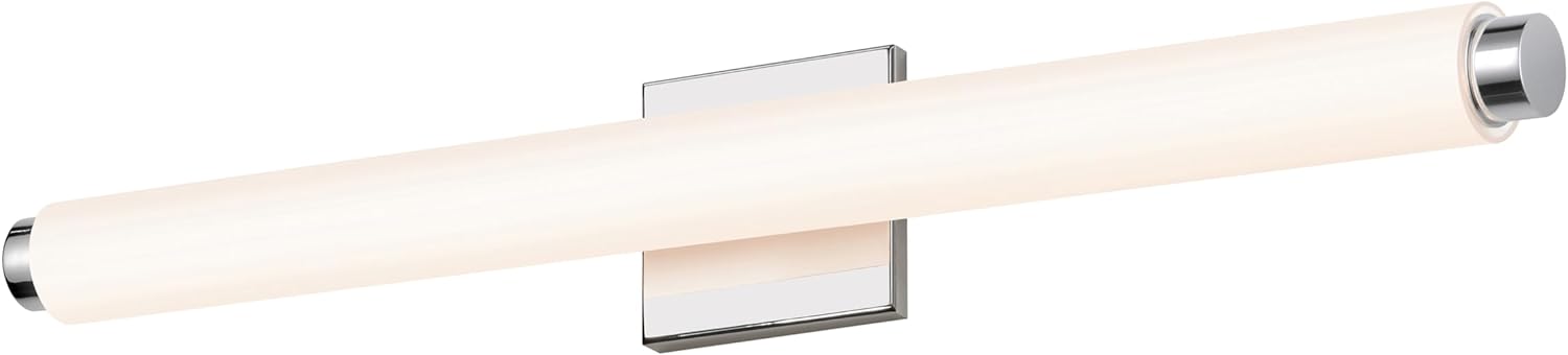Sonneman Modern Lighting 2431.01-DT Tubo Slim LED Linear Vanity, Wall Lighting Fixture for Bathroom or Bedroom with Drum Trim - 3000K - 24 - Polished Chrome