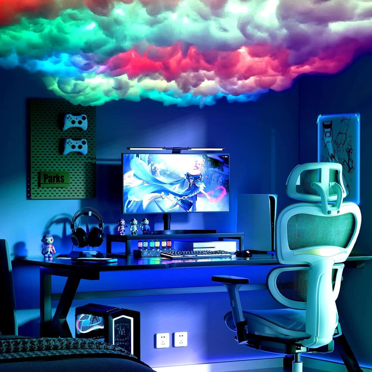 Upgraded 3D Thundercloud LED Light, Cloud Music Sync Multicolor Changing Strip Light, Atmosphere DIY Creative Thunder Cloud Lamp Wall Ceiling Light for Bedroom Gaming Room Party (1 Pcs, 19.75 Ft)