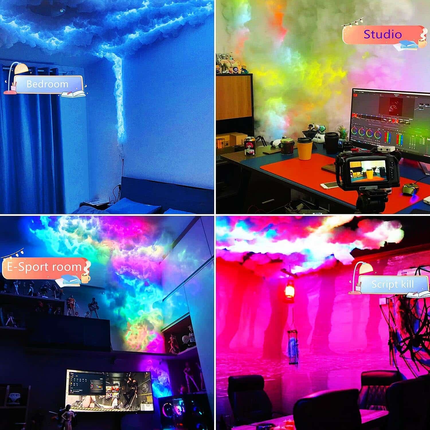 Upgraded 3D Thundercloud LED Light, Cloud Music Sync Multicolor Changing Strip Light, Atmosphere DIY Creative Thunder Cloud Lamp Wall Ceiling Light for Bedroom Gaming Room Party (19.8 FT)