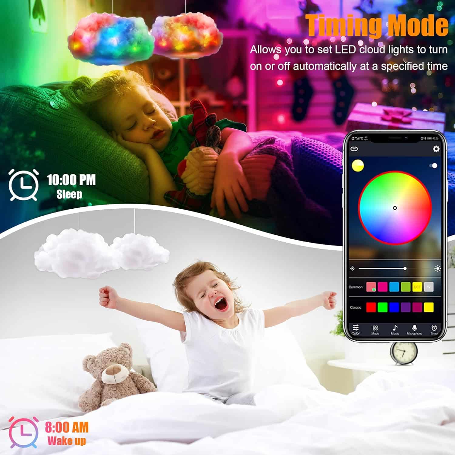 ViLSOM LED Cloud Light,RGB with IC Remote and APP Control Cool Lights Sync Music Color Changing for Bedroom Ceiling Adults and Kids Modern Home Decorations
