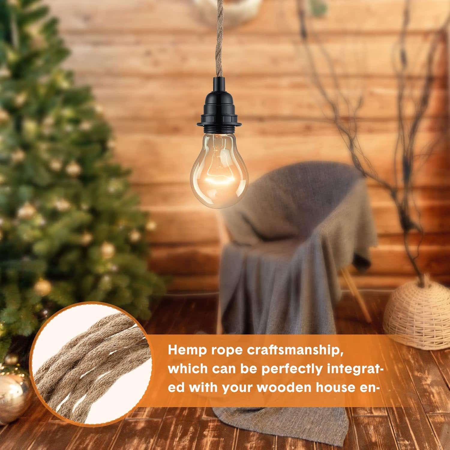 Tuanse 4 Pack Pendant Light Cord, 15ft Plug in Kit with Switch, Industrial Vintage E26 E27 Socket Set for Edison Bulbs, Farmhouse Decor, Retro Lamp Cable DIY