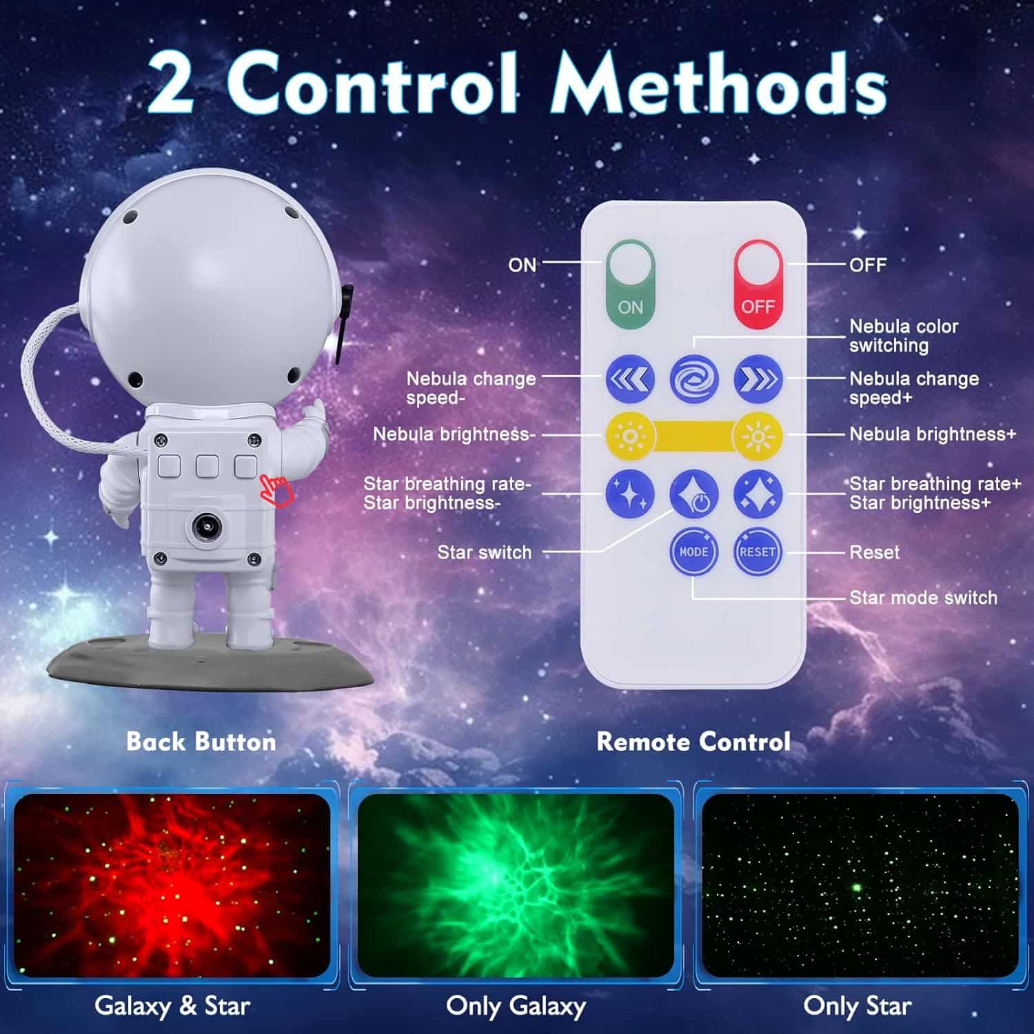 Astronaut Galaxy Projector, Star Projector, Astronaut Light Projector with 8 Colors LED Nebula, Starry Night Light Projector with Remote, Kids Room Decor, Gifts for Kids, Friends, Birthday Game Party