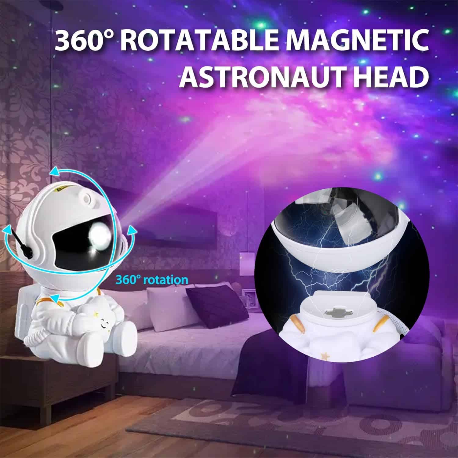Astronaut Star Projector, Star Projector Galaxy Light for Kids，8 Modes Remote and 270° Adjustable Led Lights for Bedroom, Girls Room Decoration, Home Theater, Ceiling, Timer(Original Black)